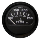 Faria Euro Black 2" Water Temperature Gauge (100-250°F)