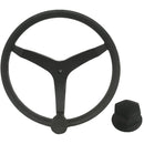 Uflex - V46 - 13.5" Stainless Steel Steering Wheel w/Speed Knob & Chrome Nut - Black