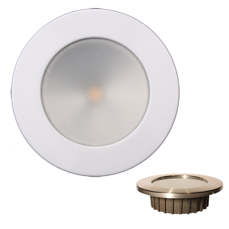 Lunasea Gen3 Warm White, RGBW Full Color 3.5&rdquo; IP65 Recessed Light w/White Stainless Steel Bezel - 12VDC