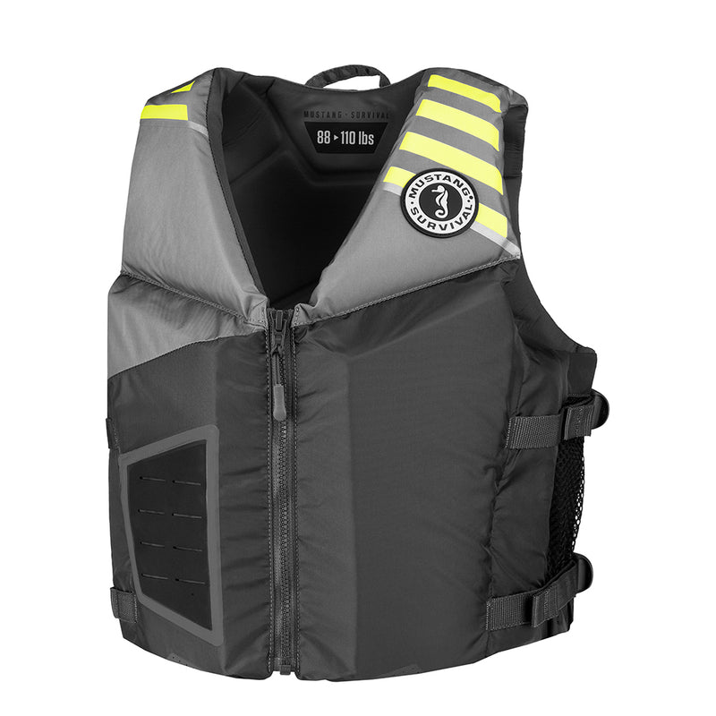 Mustang Rev Young Adult Foam Vest - Gray/Light, Gray/Flourescent Yellow & Green