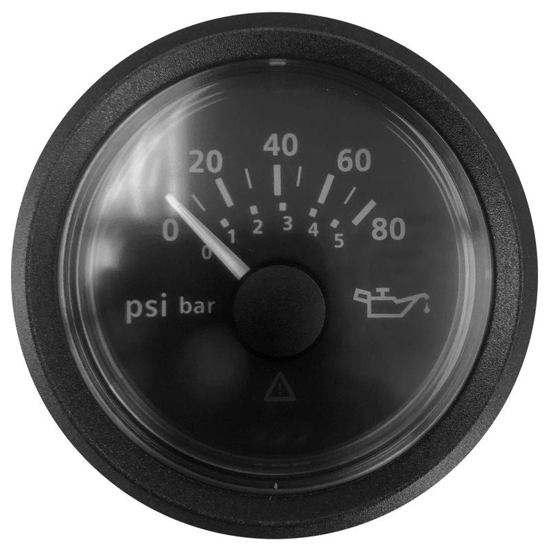 Veratron 52 MM (2-1/16") ViewLine Oil Pressure Gauge - 0 to 80 PSI - Black Dial & Bezel