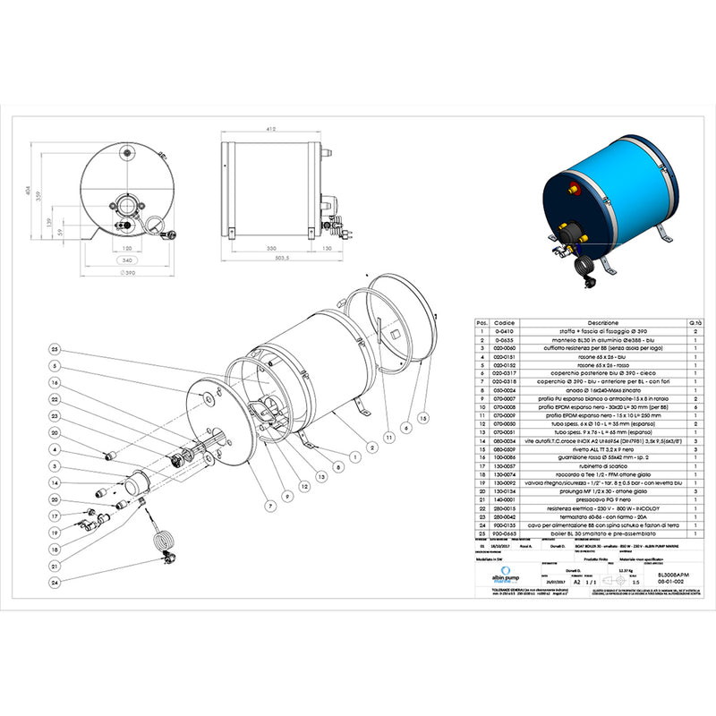 Albin Pump Marine Premium Water Heater 8G - 120V