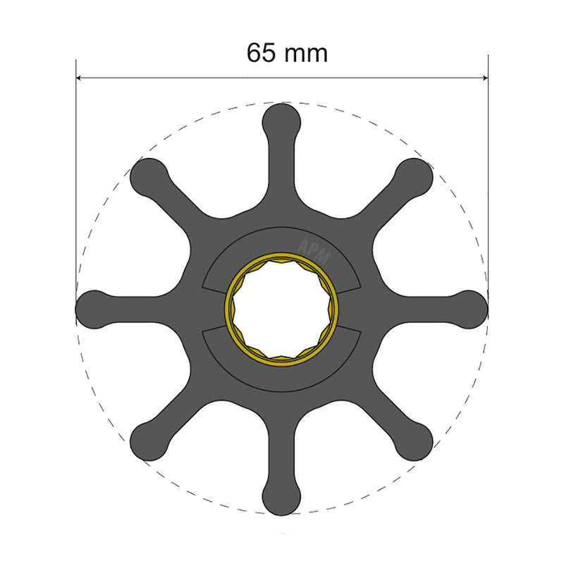 Albin Pump Premium Impeller Kit 65 x 16 x 50mm - 8 Blade - Spline Insert