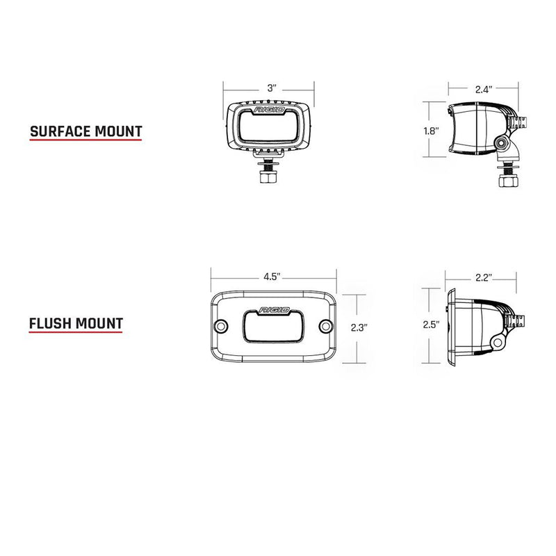 RIGID Industries SR-M Series PRO Hybrid-Diffused LED - Surface Mount - White