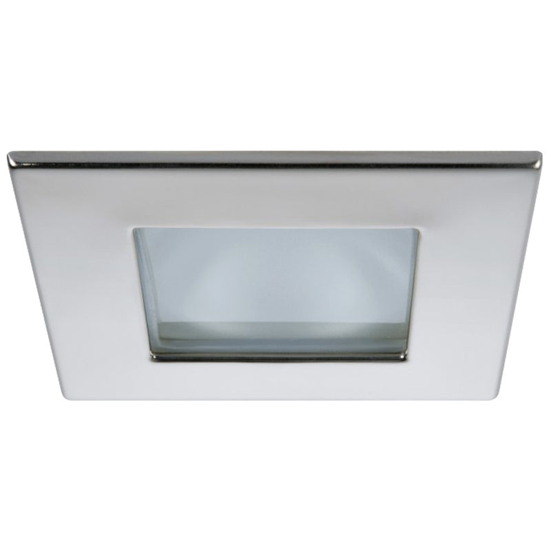 Quick Marina XP Downlight LED - 4W, IP66, Spring Mounted - Square Stainless Bezel, Square Warm White Light