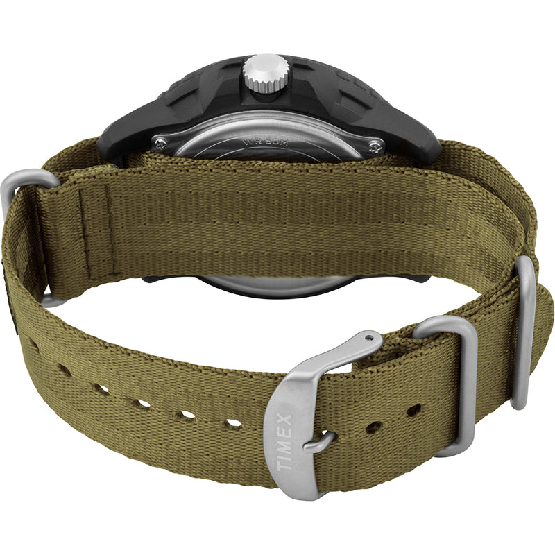 Timex Gallatin Nylon Slip-Thru Watch - Solar Green/Black Dial