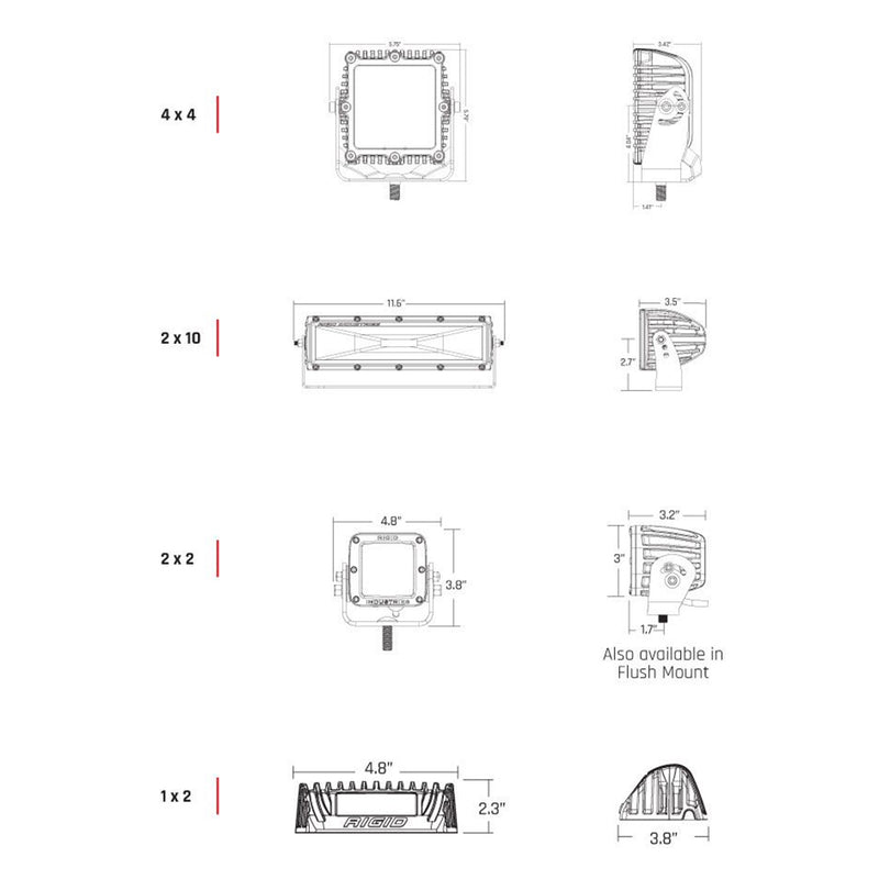 RIGID Industries 2x10 115° DC Scene Light Black - White LED