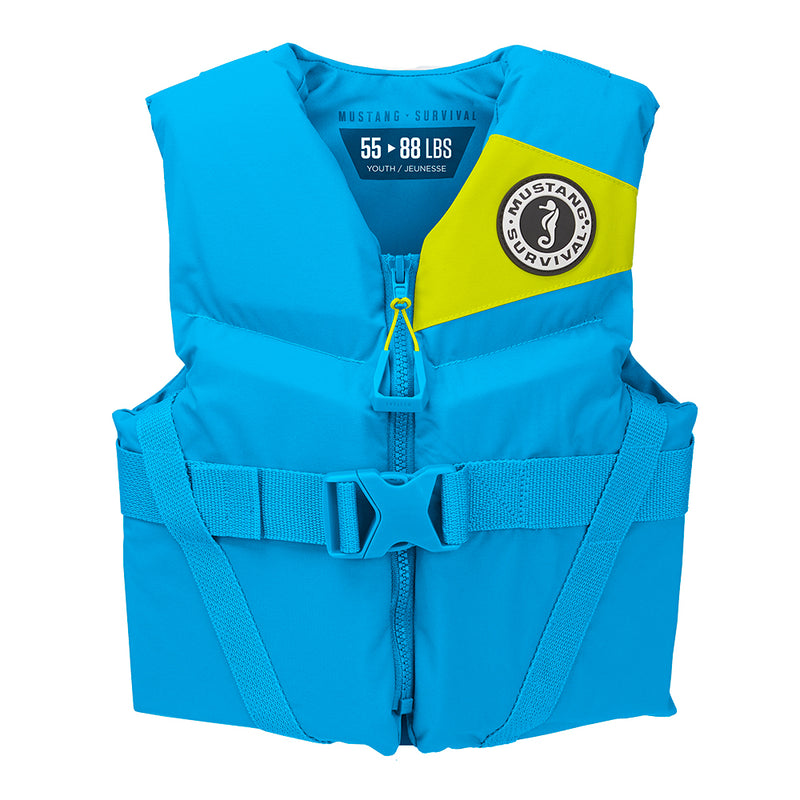 Mustang Rev Youth Foam Vest - 55-88lbs - Azure Blue