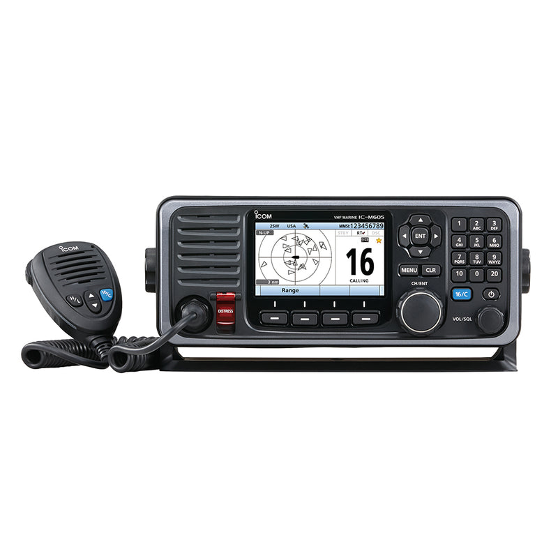 Icom M605 Fixed Mount 25W VHF w/Color Display, AIS & Rear Mic Connector