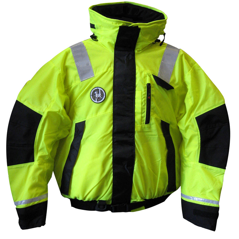 First Watch Hi-Vis Flotation Bomber Jacket - Hi-Vis Yellow/Black - Large