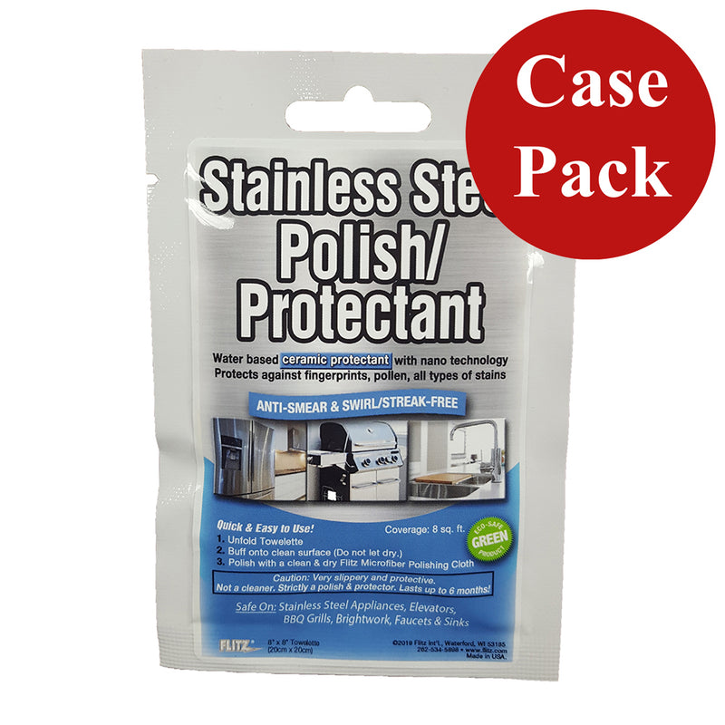 Flitz Stainless Steel Polish 8" x 8" Towelette Packet *Case of 24*
