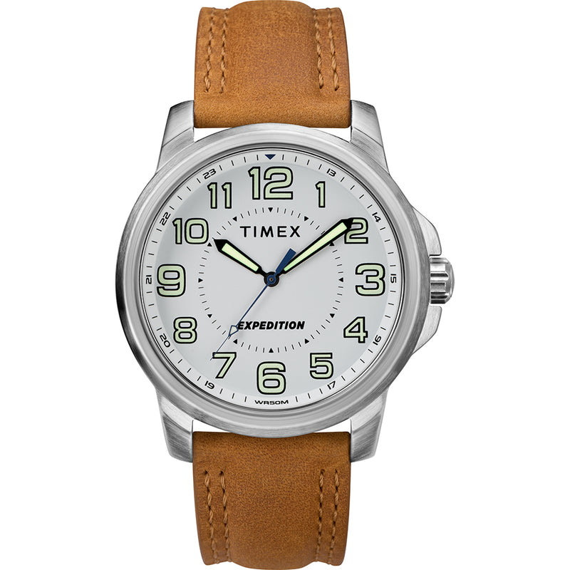 Timex Men's Expedition® Metal Field Watch - White Dial/Brown Strap