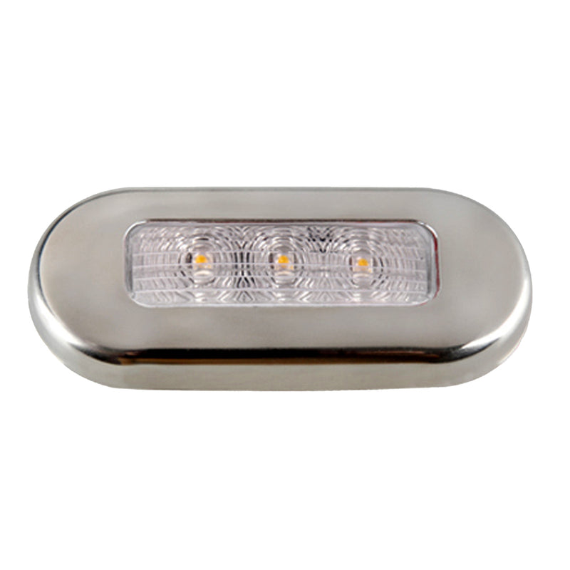 Aqua Signal Cordoba LED Oblong Oval Courtesy Light - 12V - Warm White w/Stainless Steel Housing