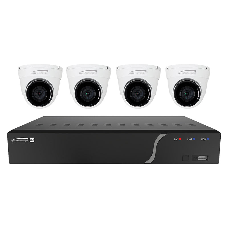 Speco 4 Channel NVR Kit w/4 Outdoor IR 5MP IP Cameras 2.8mm Fixed Lens - 1TB