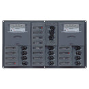 BEP AC Circuit Breaker Panel w/Analog Meters, 12SP 2DP AC230V Stainless Steel Horizonal