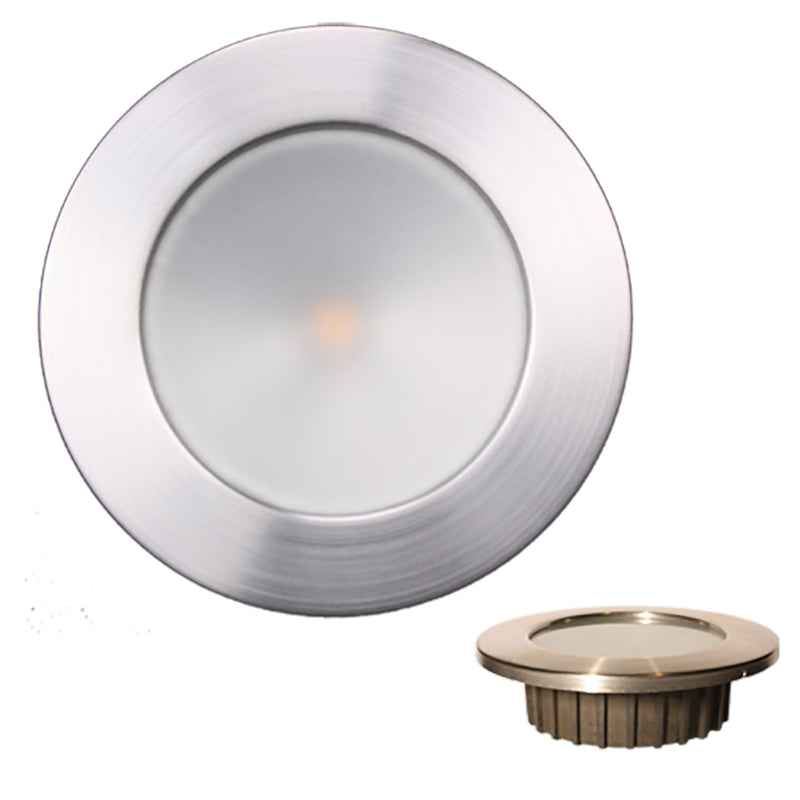 Lunasea Gen3 Warm White, RGBW Full Color 3.5&rdquo; IP65 Recessed Light w/Brushed Stainless Steel Bezel - 12VDC