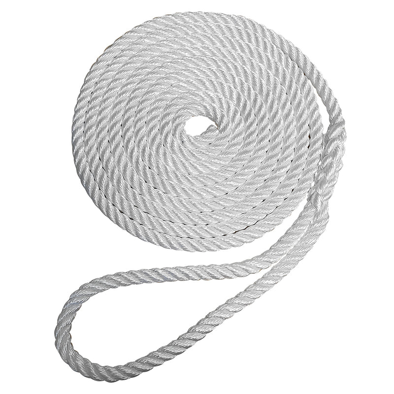 Robline Premium Nylon 3 Strand Dock Line - 1/2" x 20' - White