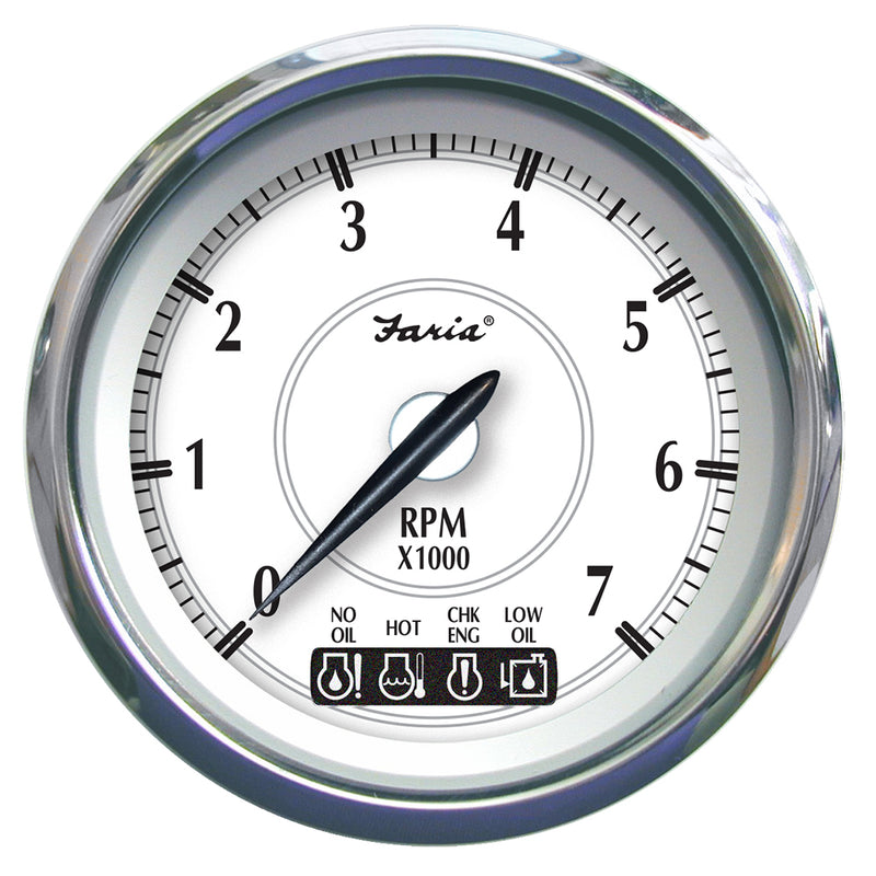Faria Newport SS 4" Tachometer w/System Check Indicator f/Johnson/Evinrude Gas Outboard - 7000 RPM