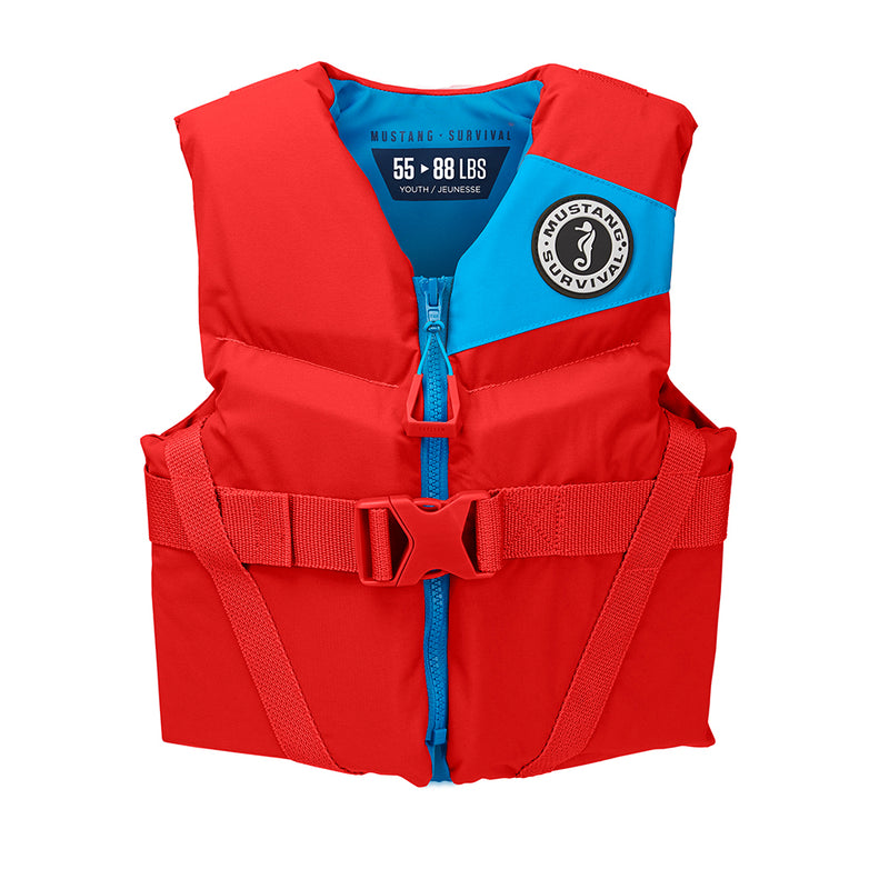 Mustang Rev Youth Foam Vest - 55-88lbs - Imperial Red