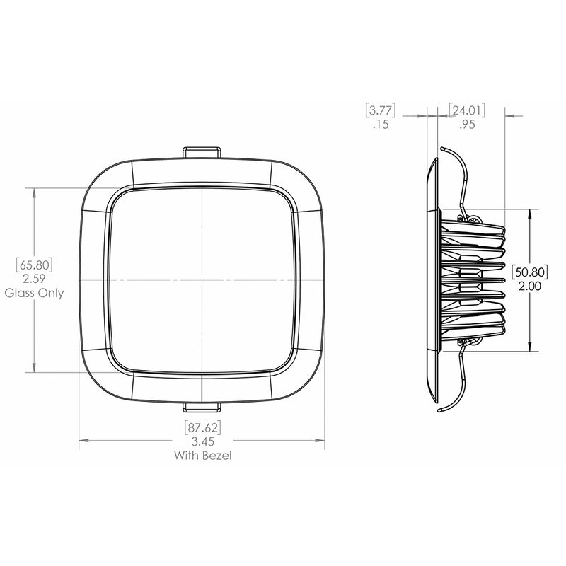 Lumitec Square Mirage Down Light - White Dimming, Red/Blue Non-Dimming - White Bezel