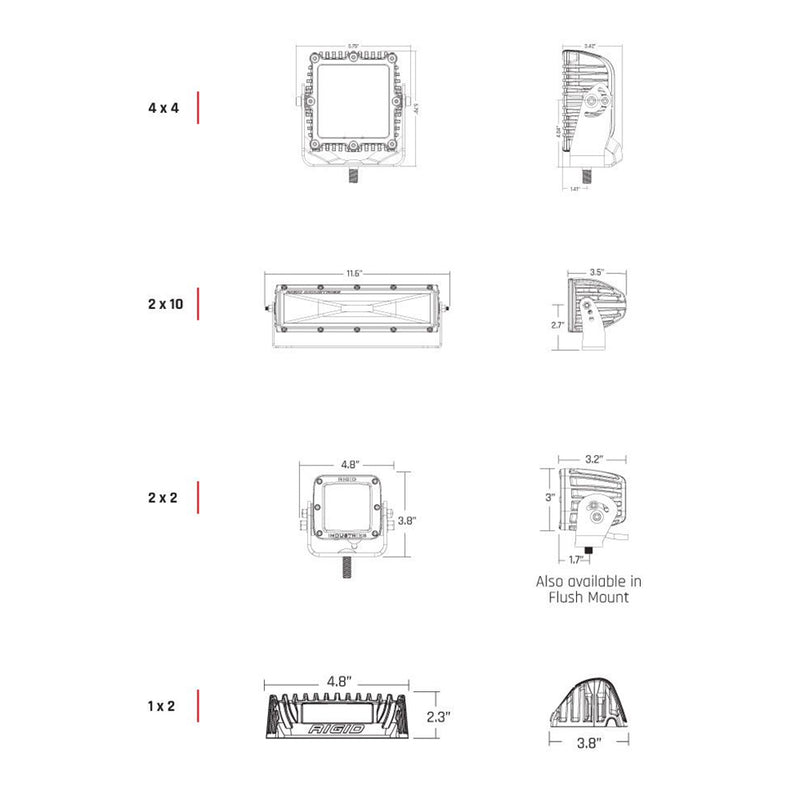 RIGID Industries DC Scene Light - 2" x 2" 115° Light - White