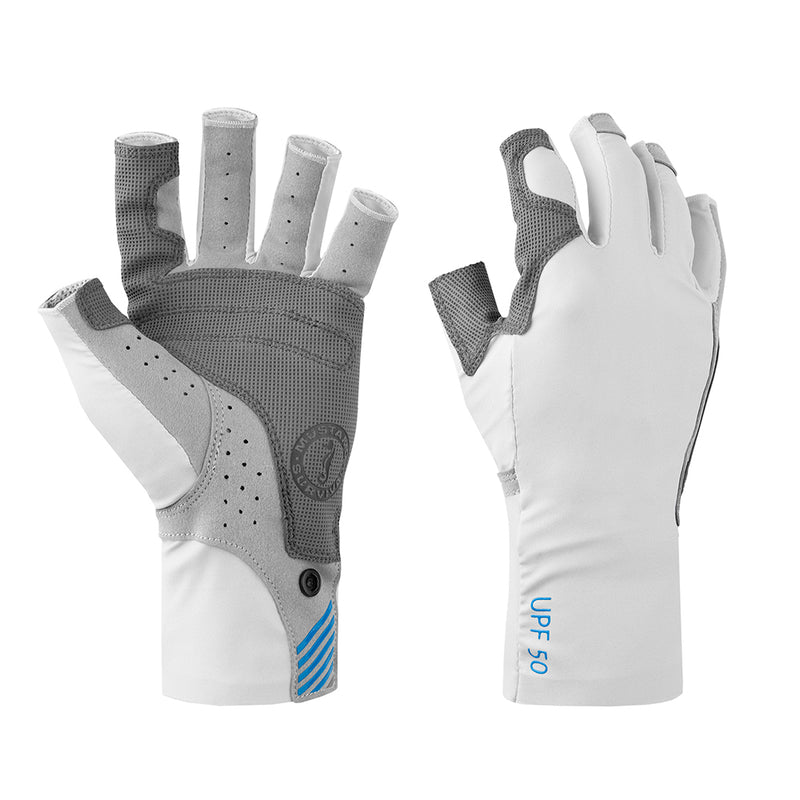 Mustang Traction UV Open Finger Fishing Glove - Light Gray/Blue - Medium