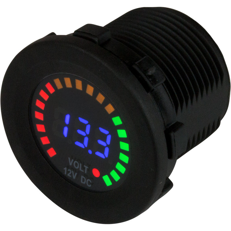 Sea-Dog Round Voltage Meter DC - 5V-15V w/Rainbow Dial