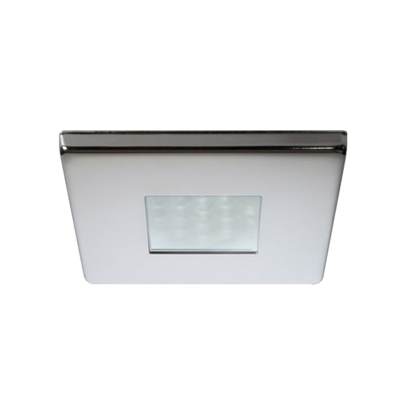 Quick Edwin C Downlight LED -  2W, IP66, Screw Mounted - Square Stainless Bezel, Square Warm White Light