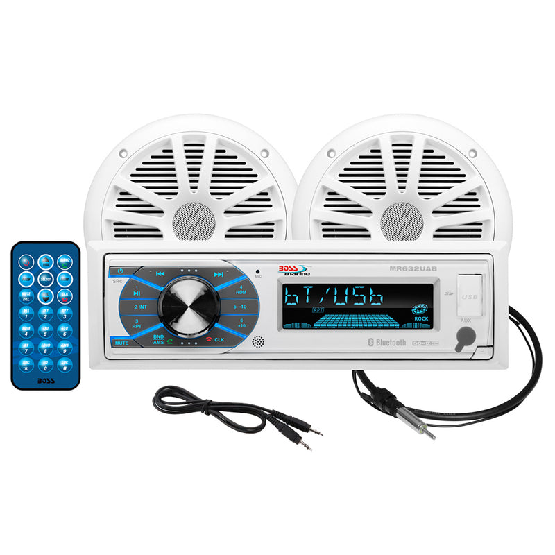 Boss Audio MCK632WB.6 Package w/AM/FM CD Receiver; one Pair of 6.5" Speakers & Antenna