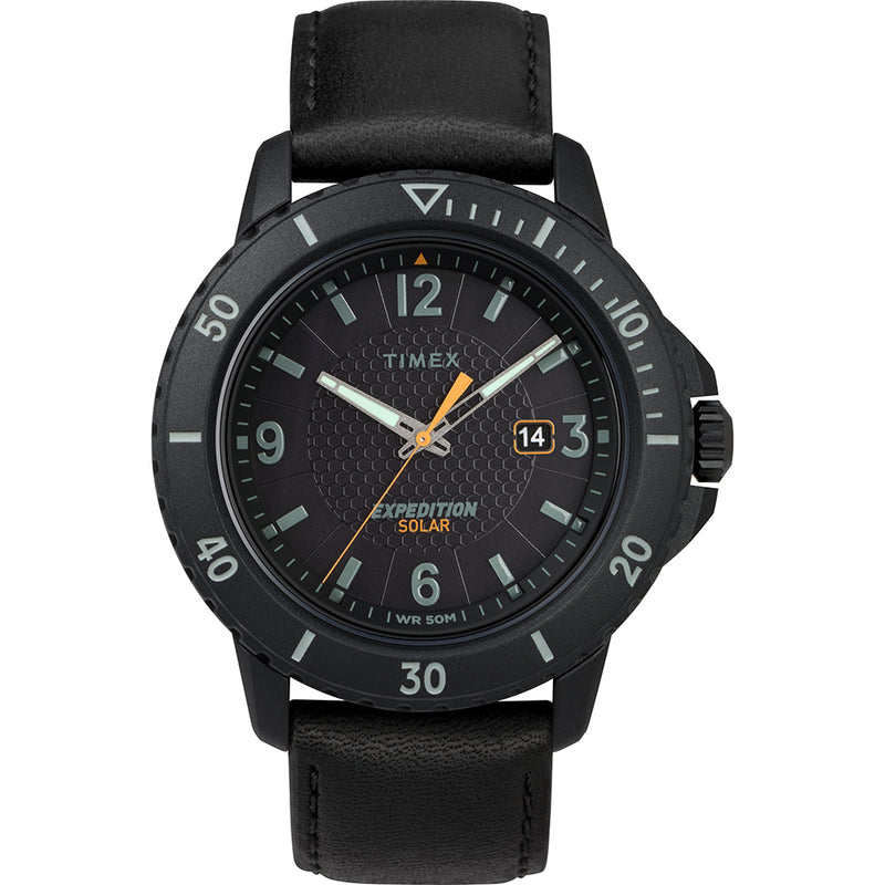 Timex Gallatin Solar Watch - Leather Strap/Black Dial