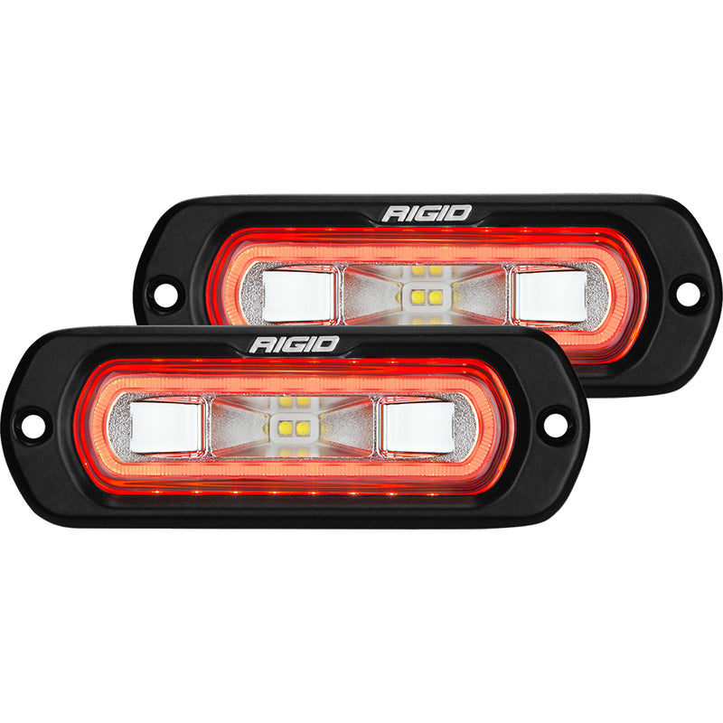 RIGID Industries SR-L Series Flush Mount Spreader Light - Black Housing - Red Halo