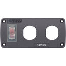 Blue Sea 4364 Water Resistant USB Accessory Panel - 15A Circuit Breaker, 2x Blank Apertures