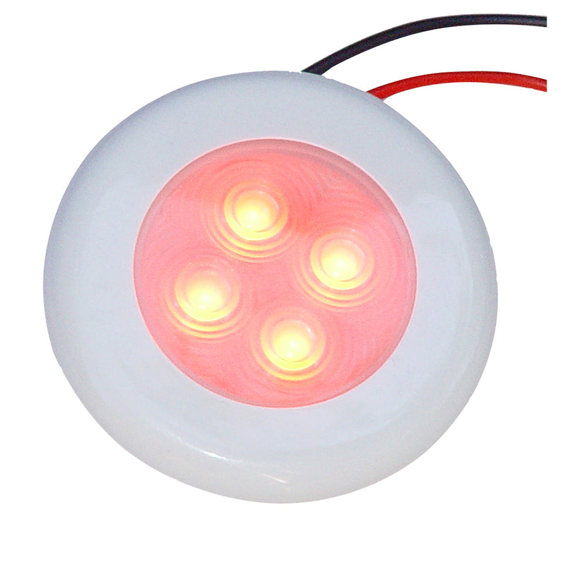 Aqua Signal Bogota 4 LED Round Light - Red LED w/White Plastic/Optional Chrome Housing