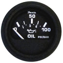 Faria 2" Euro Black Oil Pressure Gauge - 100 PSI