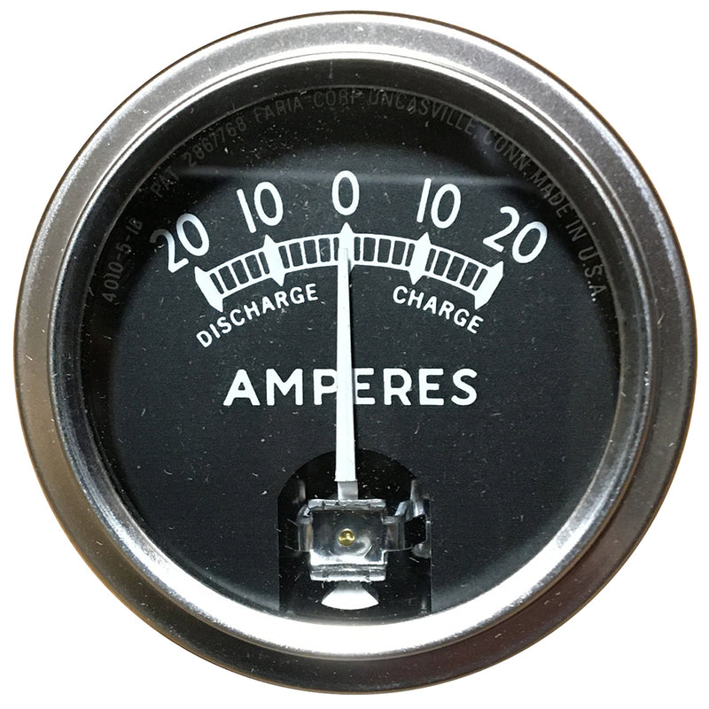 Faria 2" Ammeter Black w/Stainless Steel Bezel (20-0-20 Amps)