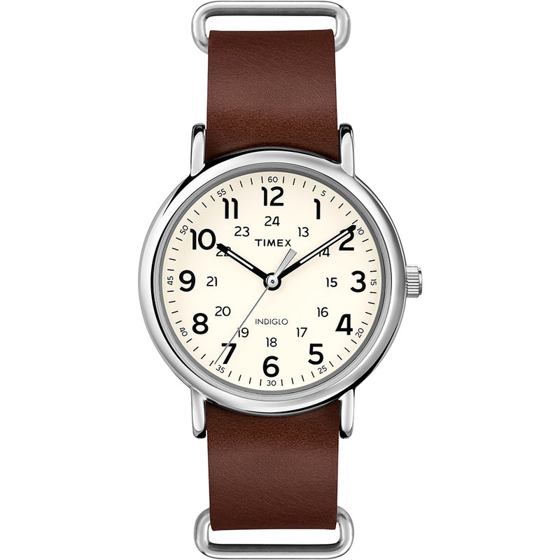 Timex Weekender® Slip-Thru - Brown Leather Strap
