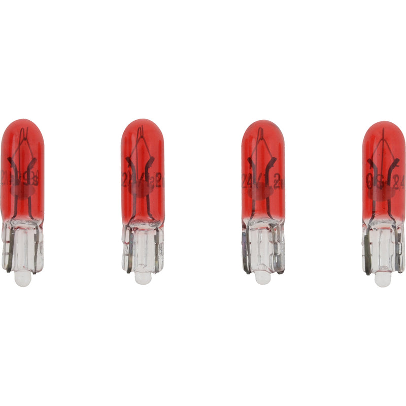 VDO Type D - Red Wedge Based Peanut Bulb - 24V - 4 Pack