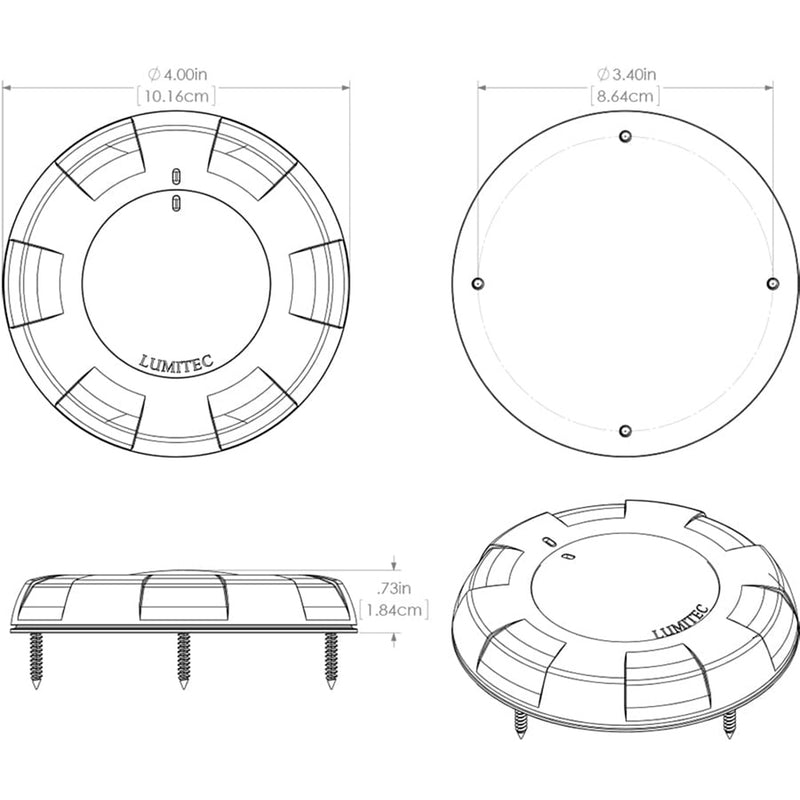 Lumitec Aurora LED Dome Light - White Finish - White Dimming