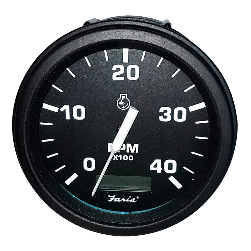 Faria Tachometer Heavy-Duty Tachometer w/Hourmeter (4000 RPM) (Diesel) (Mech Takeoff & Var Ratio Alt) - Black