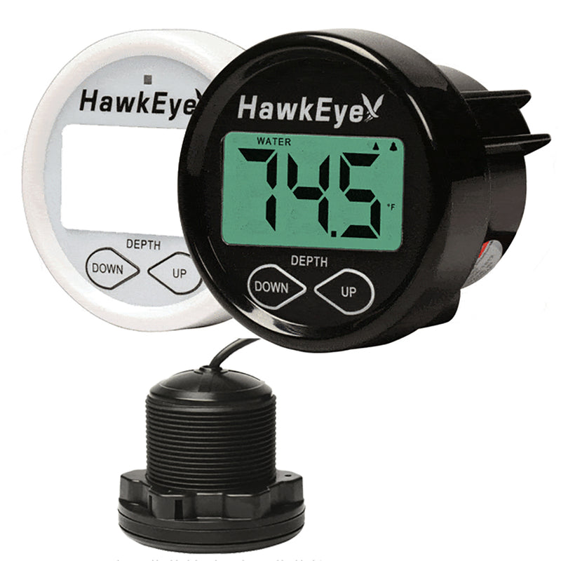 Hawkeye Depth Trax 2BX Dash Digital Depth & Temp Gauge - Thru-Hull