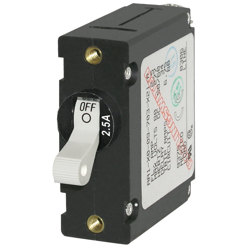 Blue Sea 7917 A-Series White Toggle Circuit Breaker - Single Pole 2.5A