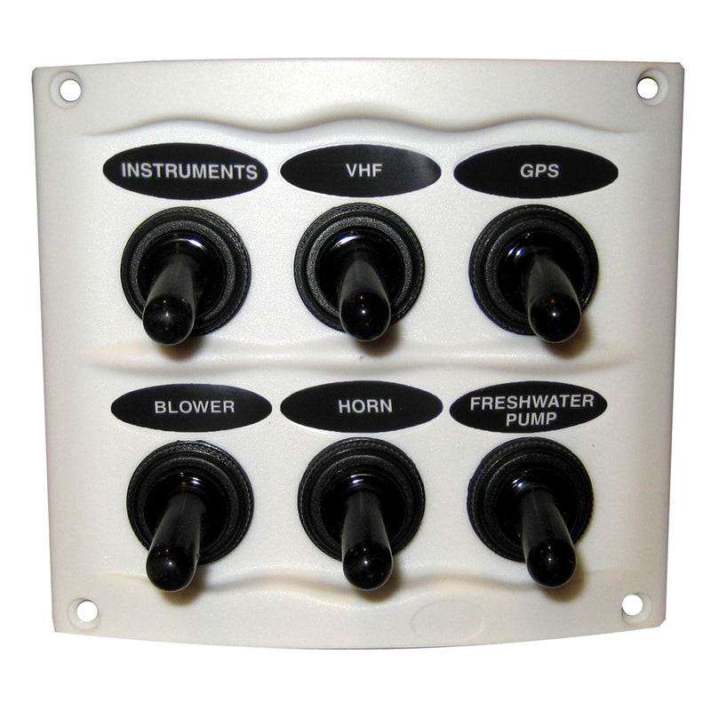 Marinco Waterproof Panel - 6 Switches - White