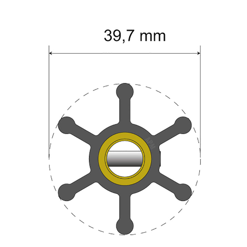 Albin Pump Premium Impeller Kit - 39.7 x 9.5 x 19.2mm - 6 Blade - Pin Insert