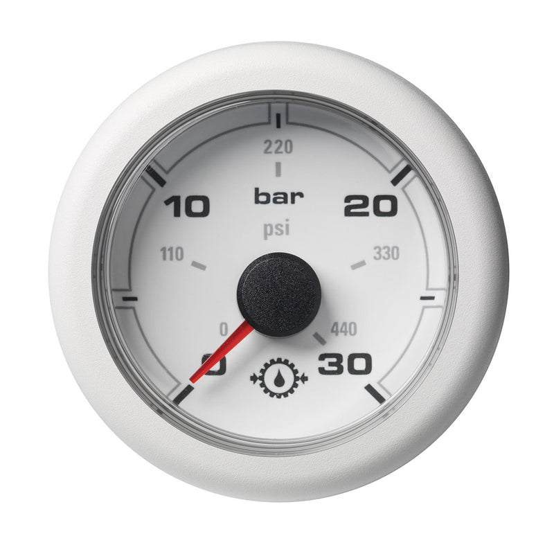 Veratron 52MM (2-1/16") OceanLink Transmission Oil Pressure Gauge - 30 Bar/440 PSI - White Dial & Bezel