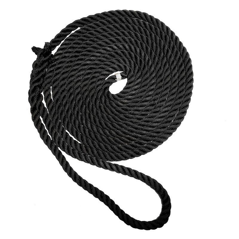 New England Ropes 3/4" X 35' Premium Nylon 3 Strand Dock Line - Black