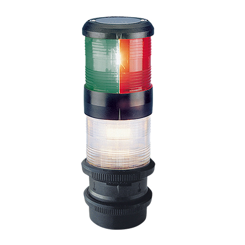 Aqua Signal Series 40 Tri-Color/Anchor/Strobe Deck Mount Light w/quicfits- Black Housing