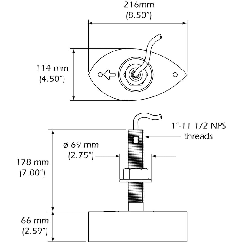 Furuno 556TID-HDD SS260 Stainless Steel Thru-Hull Transducer w/Temp and Fairing Block - 10 Pin