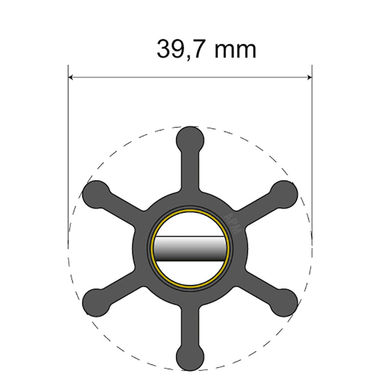 Albin Pump Premium Impeller Kit - 39.7 x 12 x 19.2mm - 6 Blade - Pin Insert