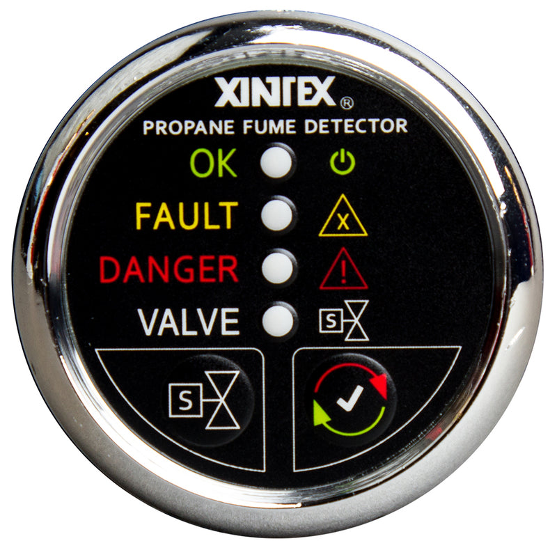 Xintex Propane Fume Detector w/Plastic Sensor & Solenoid Valve - Chrome Bezel Display