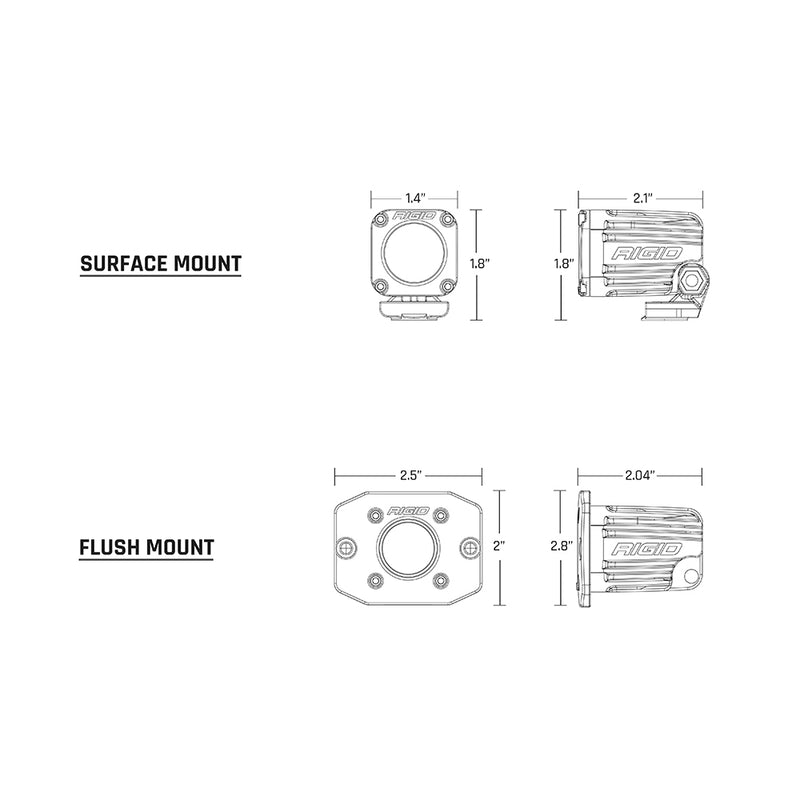 RIGID Industries Ignite Flush Mount Diffused - Single - Black